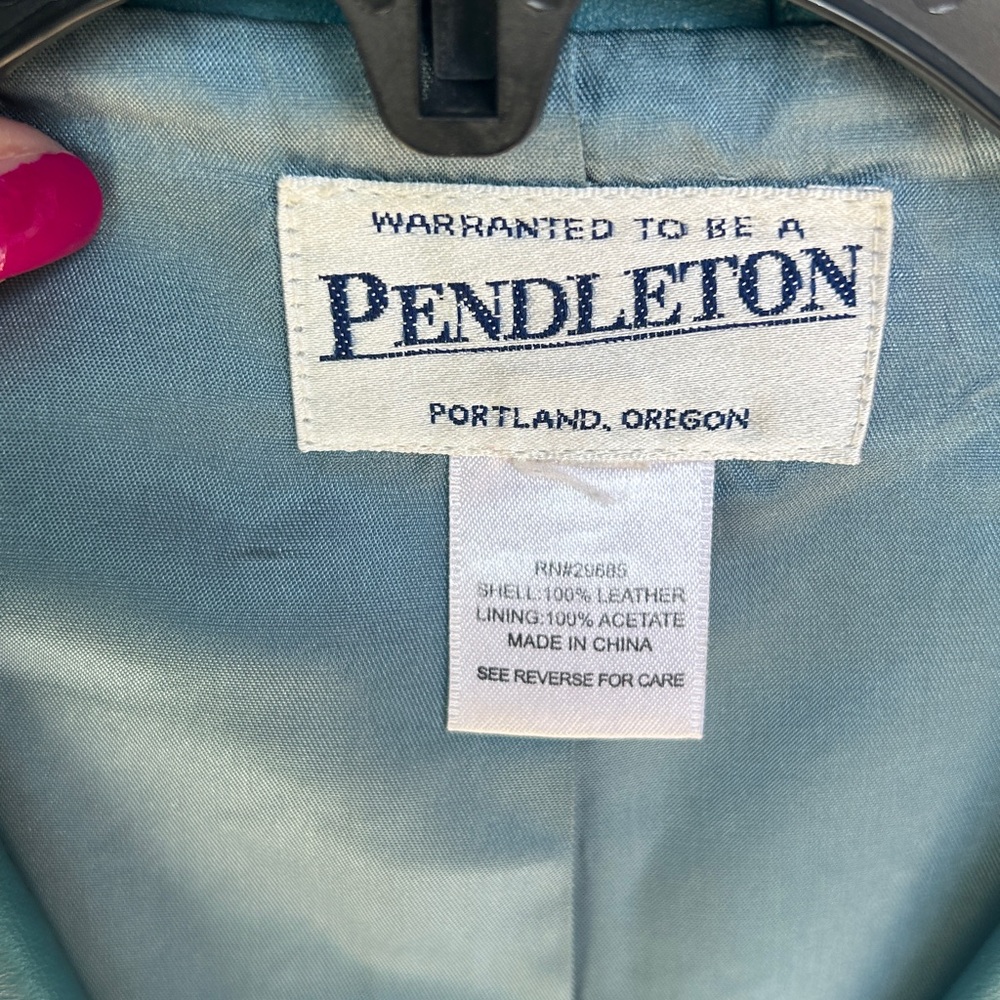 Pendleton Leather Vintage Blazer/Jacket Teal L/Xl - image 4